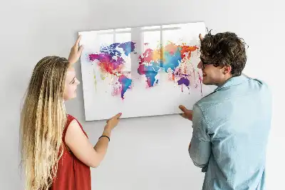 Magnetisch glazen wereldkaart schrijfbord voor notities en foto's