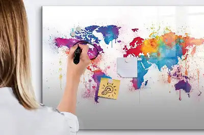 Magnetisch glazen wereldkaart schrijfbord voor notities en foto's
