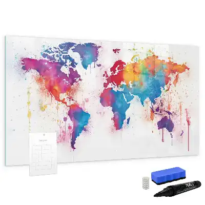 Magnetisch glazen wereldkaart schrijfbord voor notities en foto's