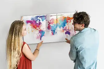 Magnetisch glazen wereldkaart schrijfbord voor notities en foto's