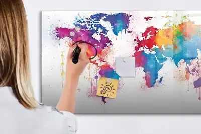 Magnetisch glazen wereldkaart schrijfbord voor notities en foto's