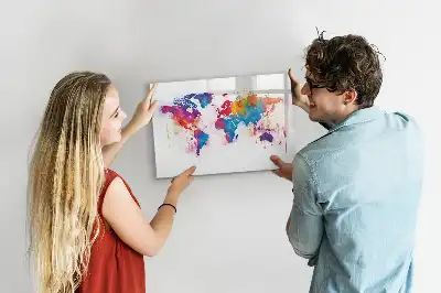 Magnetisch glazen wereldkaart schrijfbord voor notities en foto's