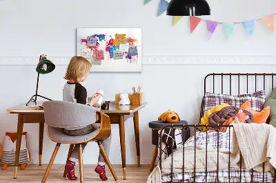 Magnetisch glazen wereldkaart schrijfbord voor notities en foto's