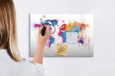 Magnetisch glazen wereldkaart schrijfbord voor notities en foto's