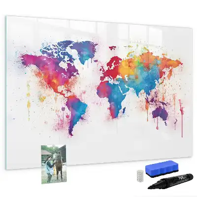 Magnetisch glazen wereldkaart schrijfbord voor notities en foto's