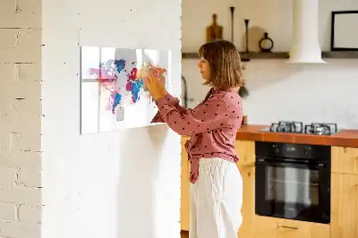Magnetisch glazen wereldkaart schrijfbord voor notities en foto's