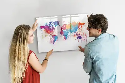 Magnetisch glazen wereldkaart schrijfbord voor notities en foto's