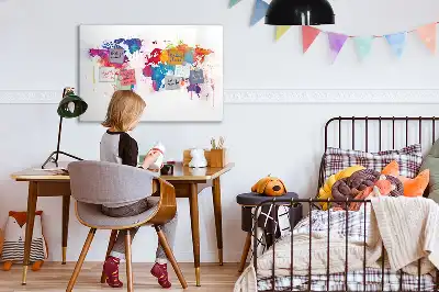 Magnetisch glazen wereldkaart schrijfbord voor notities en foto's