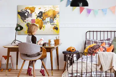 Beschrijfbaar glazen magneetbord met abstract design van een wereldkaart