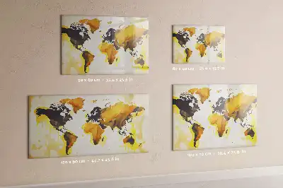 Beschrijfbaar glazen magneetbord met abstract design van een wereldkaart