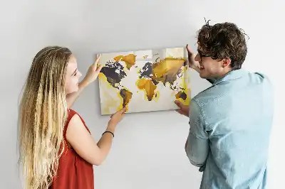 Beschrijfbaar glazen magneetbord met abstract design van een wereldkaart