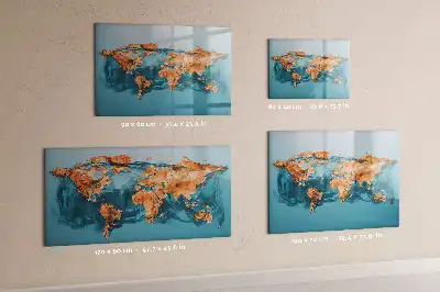 Magnetisch glazen schrijfbord met abstracte wereldkaart voor notities en foto's