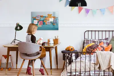 Magnetisch glazen schrijfbord met abstracte wereldkaart voor notities en foto's
