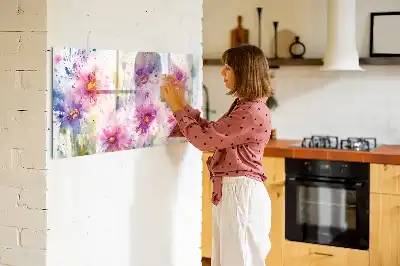 Magnetisch glazen memobord met decoratie van geschilderde bloemen