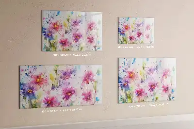 Magnetisch glazen memobord met decoratie van geschilderde bloemen