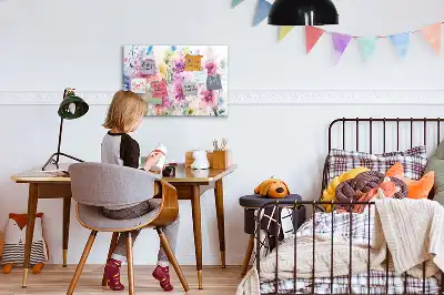 Magnetisch glazen memobord met decoratie van geschilderde bloemen