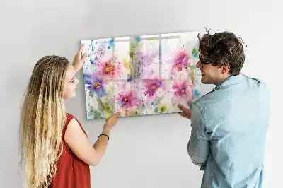 Magnetisch glazen memobord met decoratie van geschilderde bloemen
