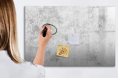 Beschrijfbaar glazen magneetbord met design in betonnen muurlook