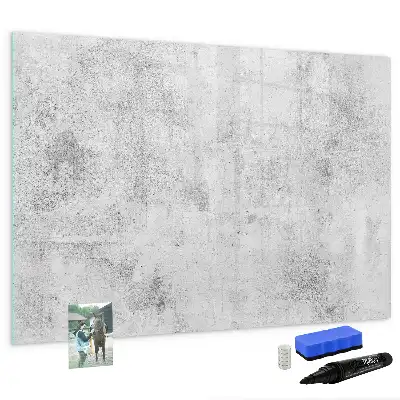 Beschrijfbaar glazen magneetbord met design in betonnen muurlook