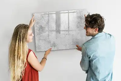 Beschrijfbaar glazen magneetbord met design in betonnen muurlook