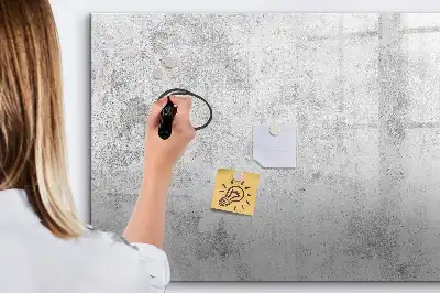 Beschrijfbaar glazen magneetbord met design in betonnen muurlook