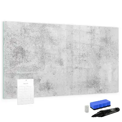 Beschrijfbaar glazen magneetbord met design in betonnen muurlook