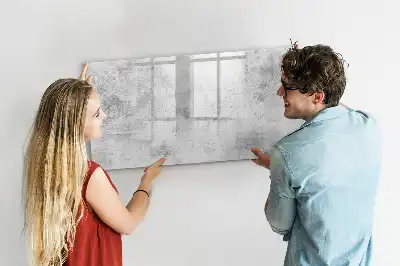 Beschrijfbaar glazen magneetbord met design in betonnen muurlook
