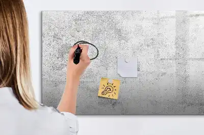 Beschrijfbaar glazen magneetbord met design in betonnen muurlook
