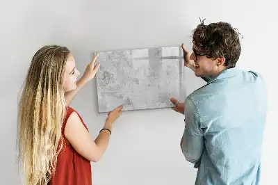 Beschrijfbaar glazen magneetbord met design in betonnen muurlook