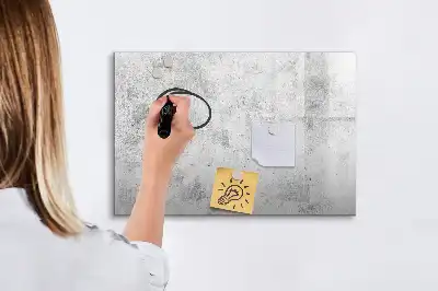 Beschrijfbaar glazen magneetbord met design in betonnen muurlook
