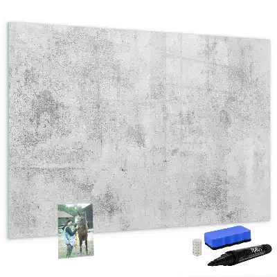 Beschrijfbaar glazen magneetbord met design in betonnen muurlook