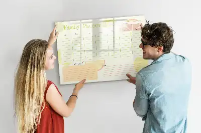 Beschrijfbare glazen familieplanner met magneetbord met stijlvol design