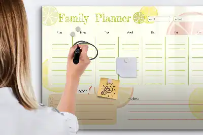 Beschrijfbare glazen familieplanner met magneetbord met stijlvol design