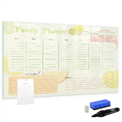 Beschrijfbare glazen familieplanner met magneetbord met stijlvol design