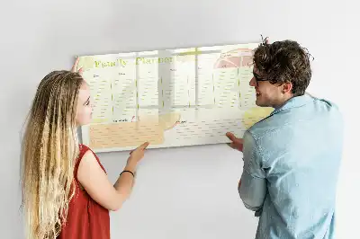 Beschrijfbare glazen familieplanner met magneetbord met stijlvol design