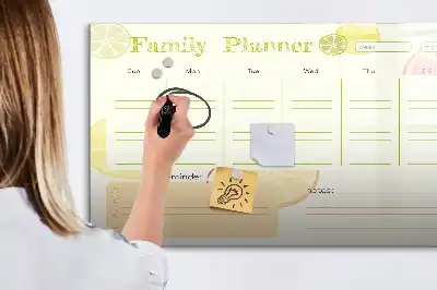 Beschrijfbare glazen familieplanner met magneetbord met stijlvol design