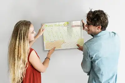 Beschrijfbare glazen familieplanner met magneetbord met stijlvol design