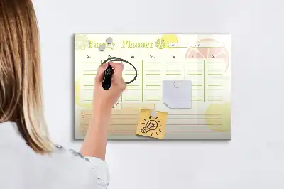 Beschrijfbare glazen familieplanner met magneetbord met stijlvol design