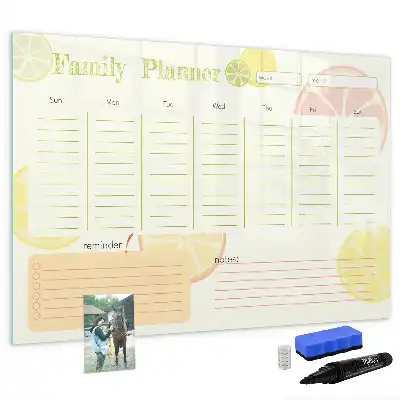 Beschrijfbare glazen familieplanner met magneetbord met stijlvol design