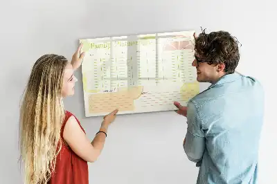 Beschrijfbare glazen familieplanner met magneetbord met stijlvol design