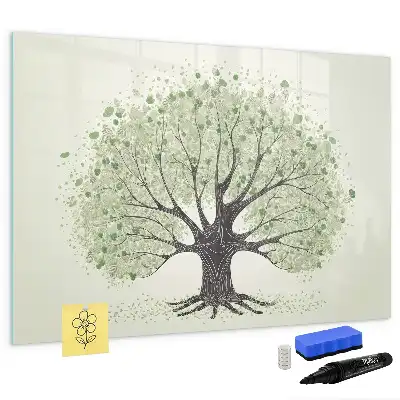 Magnetisch glazen schrijfbord voor notities en foto's grote natuurboom
