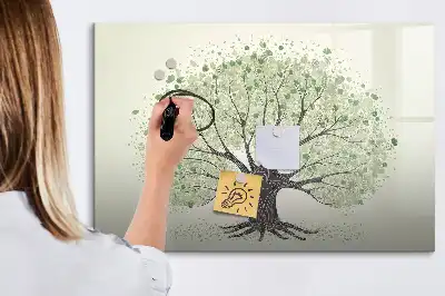 Magnetisch glazen schrijfbord voor notities en foto's grote natuurboom