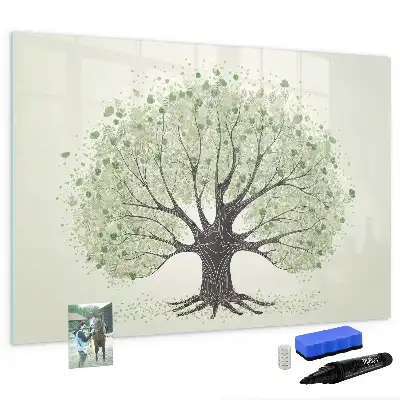 Magnetisch glazen schrijfbord voor notities en foto's grote natuurboom