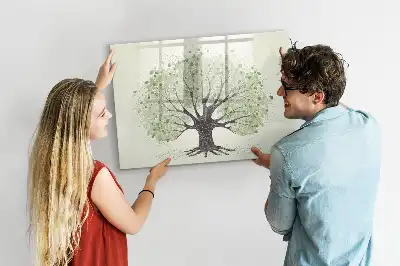 Magnetisch glazen schrijfbord voor notities en foto's grote natuurboom