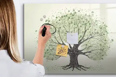 Magnetisch glazen schrijfbord voor notities en foto's grote natuurboom