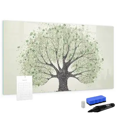 Magnetisch glazen schrijfbord voor notities en foto's grote natuurboom
