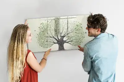 Magnetisch glazen schrijfbord voor notities en foto's grote natuurboom