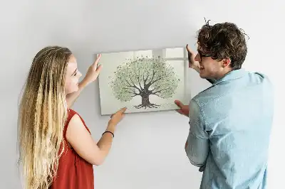 Magnetisch glazen schrijfbord voor notities en foto's grote natuurboom