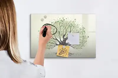 Magnetisch glazen schrijfbord voor notities en foto's grote natuurboom