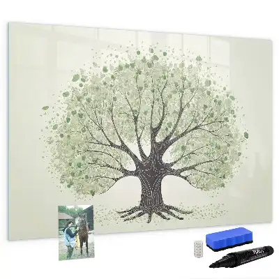 Magnetisch glazen schrijfbord voor notities en foto's grote natuurboom